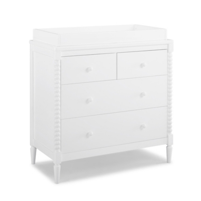 Delta Children Saint 4 Drawer Dresser with Changing Top, Bianca White, large