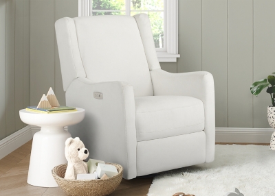 Delta Children Mercer Electronic Power Recliner and Swivel Glider, Pearl, rollover