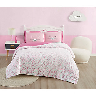My World Cat Nap 5 Piece Twin Bed in a Bag, Pink/White, rollover