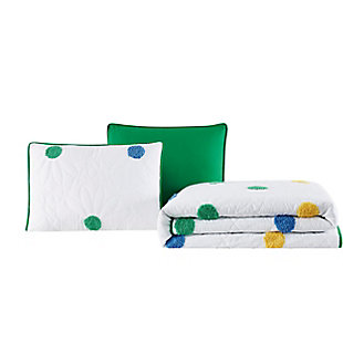 Crayola Pom Pom 2 Piece Twin Quilt Set, Green/White, large