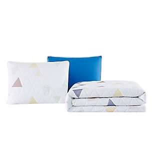 Crayola Triangle 3 Piece Full/Queen Quilt Set, Blue/White, large