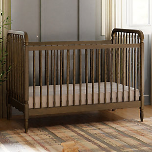 Namesake Liberty 3-in-1 Convertible Spindle Crib with Toddler Bed Conversion Kit, Natural Walnut, rollover