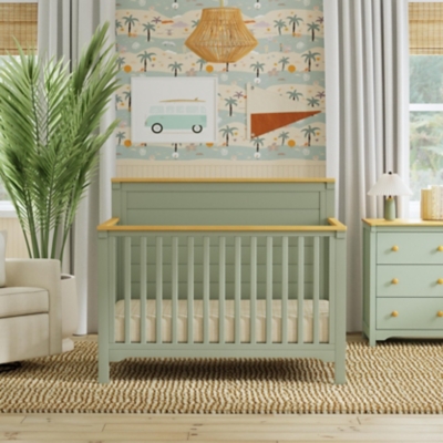 DaVinci Shea 4-in-1 Convertible Crib, Light Sage/Honey, rollover