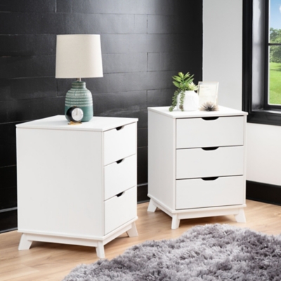 B600011521 Linon Pierce Nightstand Set of 2, White sku B600011521