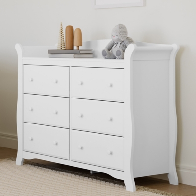 Storkcraft Avalon 6 Drawer Double Dresser, White, rollover