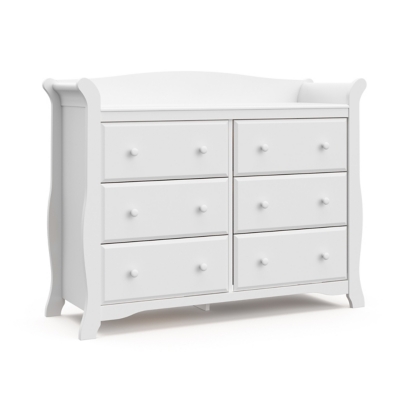 Storkcraft Avalon 6 Drawer Double Dresser, White, large