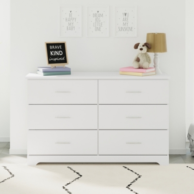 Storkcraft Brookside 6 Drawer Double Dresser, White, rollover