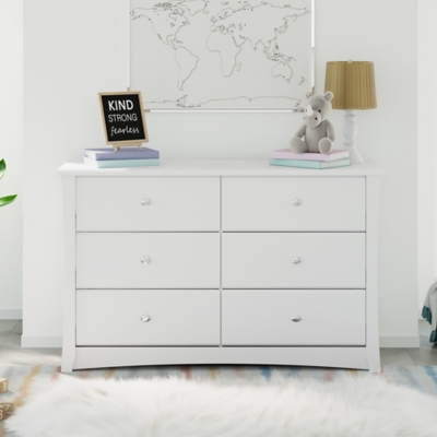 Storkcraft Crescent 6 Drawer Double Dresser, White, rollover