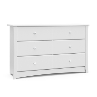 Storkcraft Crescent 6 Drawer Double Dresser, White, large