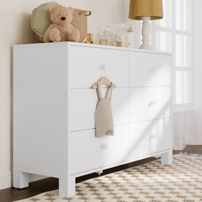 Storkcraft California 6 Drawer Double Dresser, White, rollover