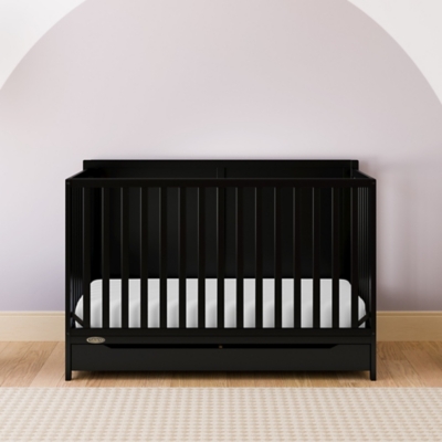 Graco Melrose 5-in-1 Convertible Crib with Drawer, Black, rollover