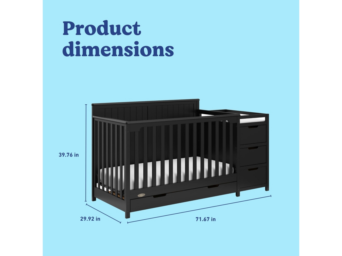Graco Hadley 5-in-1 Convertible Crib and Changer with Drawer Ashley