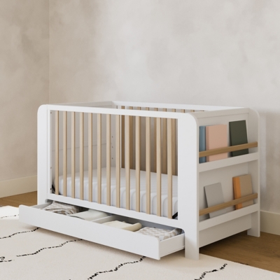 Graco Read-with-Me 4-in-1 Convertible Crib with Drawer, White/Driftwood, rollover