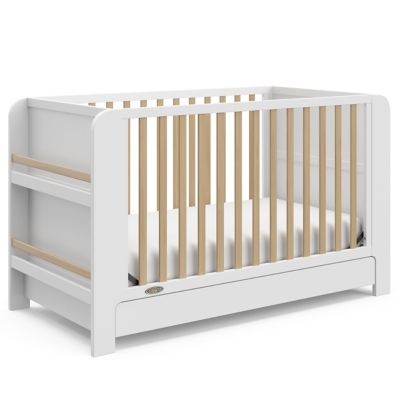 Graco Read-with-Me 4-in-1 Convertible Crib with Drawer, White/Driftwood, large