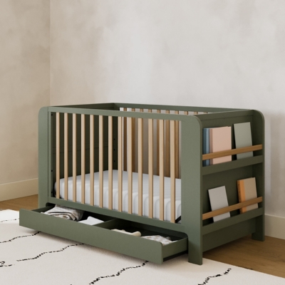 Graco Read-with-Me 4-in-1 Convertible Crib with Drawer, Olive/Driftwood