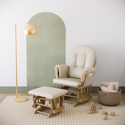 Storkcraft Hoop Glider and Ottoman, Natural/Beige, rollover