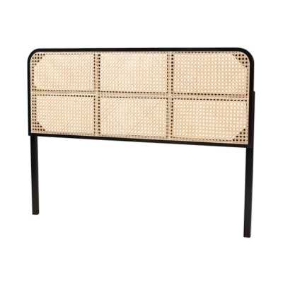 bali & pari Lainer Panel Headboard, Black/Natural, grid