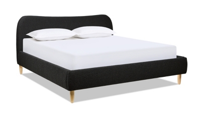 Jennifer Taylor Home Roman King Upholstered Platform Bed with Curved Headboard, Ebony Black, large