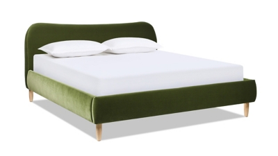 Jennifer Taylor Home Roman Upholstered Platform Bed, Olive Green, grid