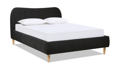 Jennifer Taylor Home Roman Queen Upholstered Platform Bed with Curved Headboard, Ebony Black, large