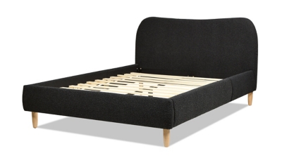 Jennifer Taylor Home Roman Queen Upholstered Platform Bed with Curved Headboard, Ebony Black, large