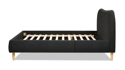 Jennifer Taylor Home Roman Queen Upholstered Platform Bed with Curved Headboard, Ebony Black, large