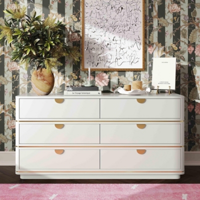 TOV Furniture Julieta 62" 6 Drawer Dresser, Cream, rollover