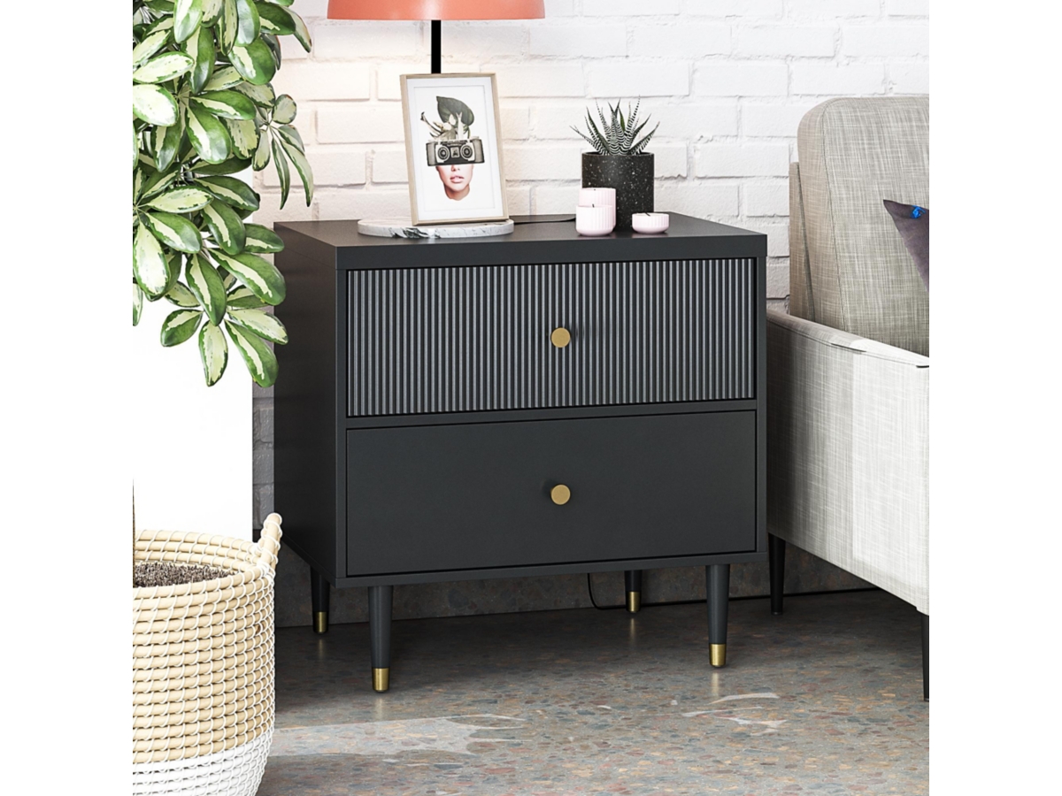 nanamomo1225① Monza Faux-Leather Three-Drawer Nightstand | AnthroHome