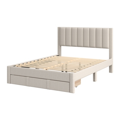 CorLiving Full Tufted Bed with Storage - Thumbnail 2