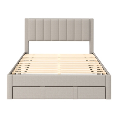 CorLiving Full Tufted Bed with Storage - Thumbnail 4
