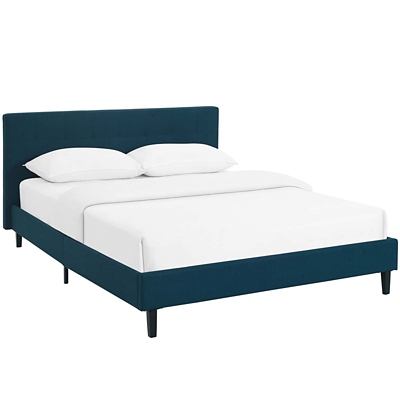 Modway Linnea Full Platform Bed, Azure, grid
