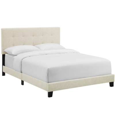 Modway Amira Queen Upholstered Bed, Beige, grid