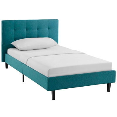 Modway Linnea Twin Platform Bed, Teal, grid