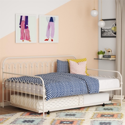 Novogratz Bright Pop Full Daybed with Trundle Bed, Off White, rollover