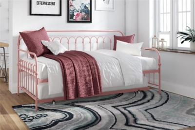 Novogratz Bright Pop Twin Daybed with Trundle Bed, Dusty Rose, rollover