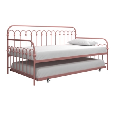 Novogratz Bright Pop Twin Daybed with Trundle Bed, Dusty Rose, large