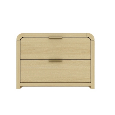 Manhattan Comfort Grace 28" 2 Drawers Nightstand, Natural/Gold, large