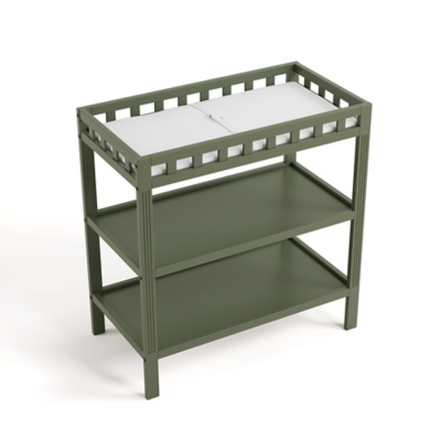 Changing table with two lower shelves and changing pad