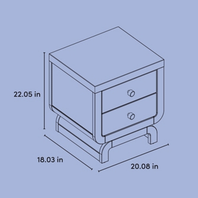 Technical dimensions of nightstand in schematic