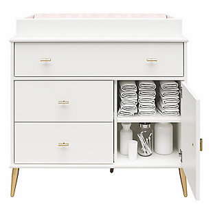 Little Seeds Valentina 3 Drawer And 1 Door Convertible Dresser and Changing Table, White, large