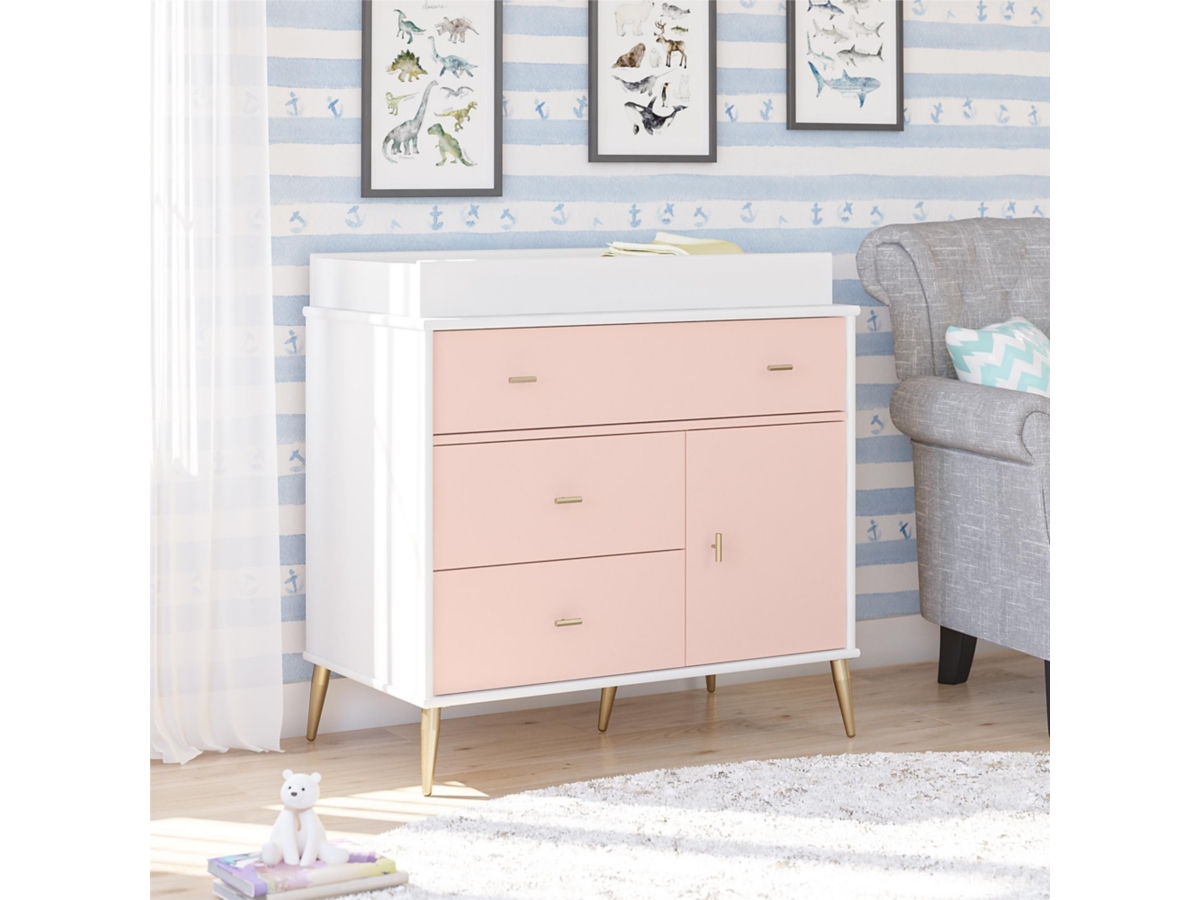 Little Seeds Valentina 3 Drawer And 1 Door Convertible Dresser and Changing Table