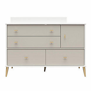 Little Seeds Valentina 4 Drawer And 1 Door Convertible Dresser and Changing Table, White/Gray, large