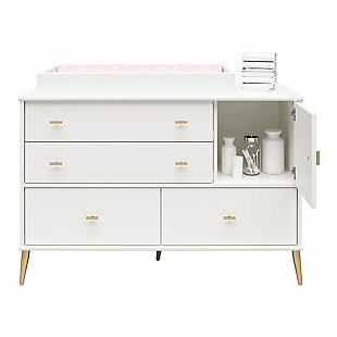 Little Seeds Valentina 4 Drawer And 1 Door Convertible Dresser and Changing Table, White, large