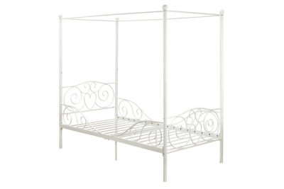 Canopy Twin Bed, White, large