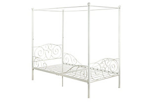Canopy Twin Bed, White, large