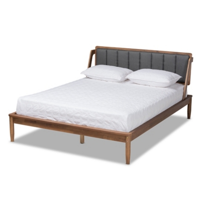 Baxton Studio Helsa Upholstered and Walnut Finished Queen Size