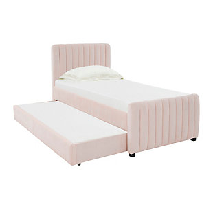 TOV Furniture Angela Velvet Twin Trundle Bed, Blush, large