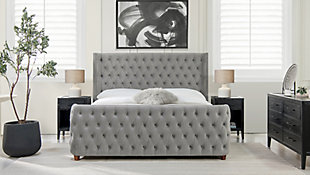 Jennifer Taylor Brooklyn King Tufted Panel Bed, Opal Gray, rollover