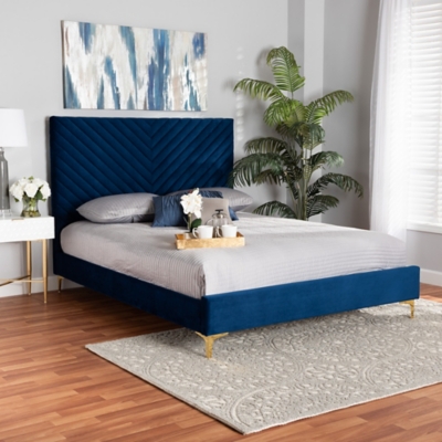 B6000592CN Baxton Studio Fabrico Queen Platform Bed, Navy Blu sku B6000592CN