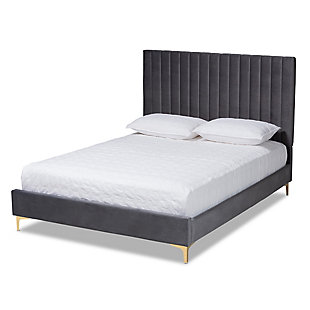 Baxton Studio Serrano Full Platform Bed, Gray/Gold, large